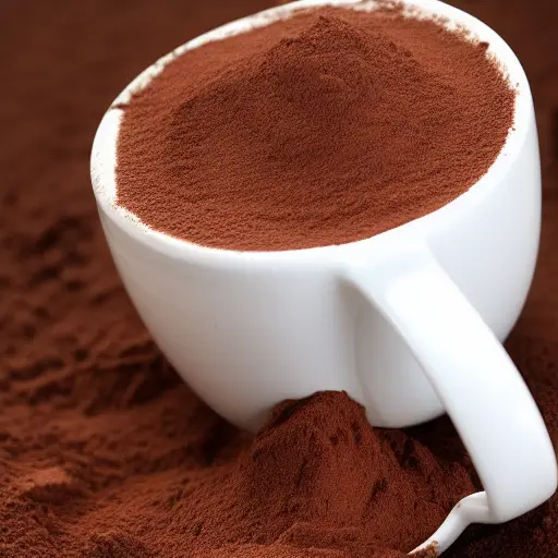 cocoa powder in a coffee cup