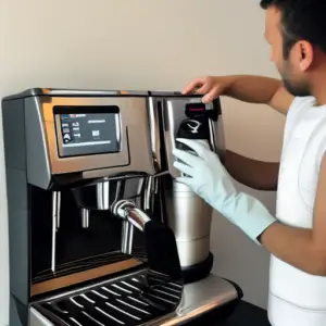 man cleaning a coffee machine