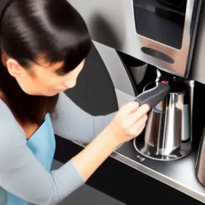 woman cleaning coffee machine